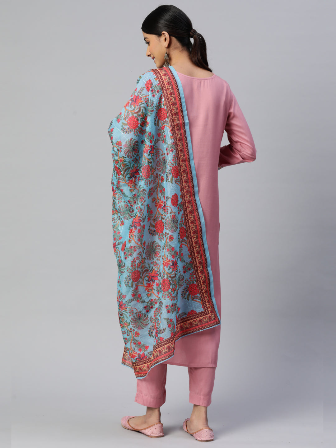 Light Pink Straight Rayon Kurta Set