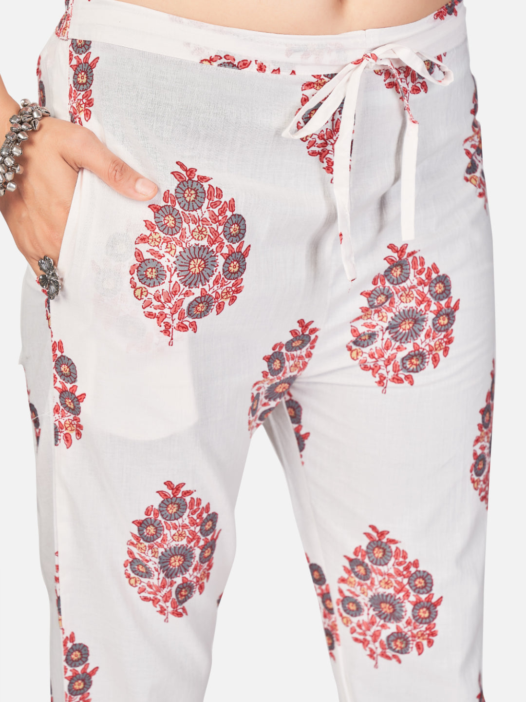 Pink Printed Straight Cotton Kurta Set