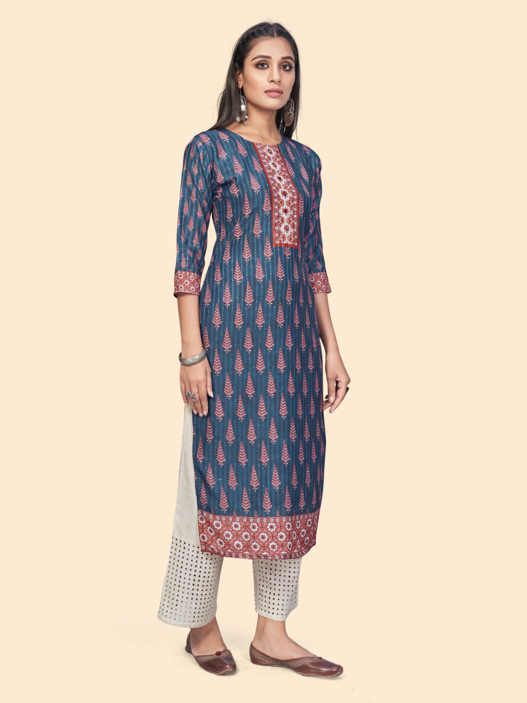 Blue Straight Muslin Kurta Dupatta
