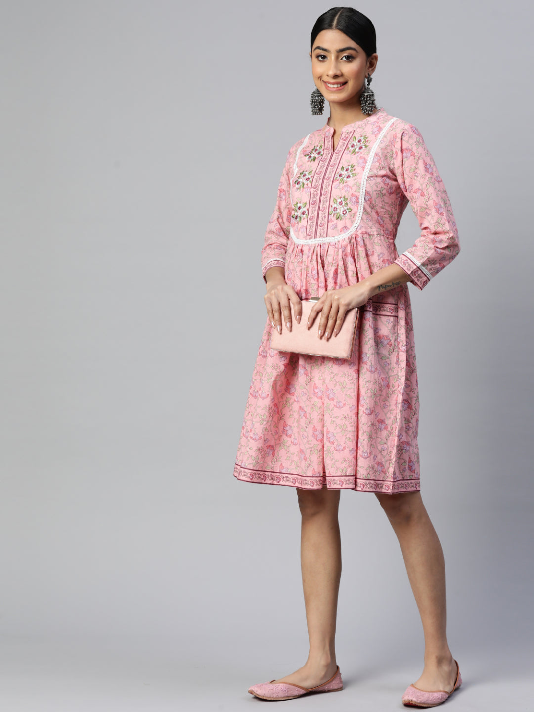 Light Pink Flared Cotton Dress