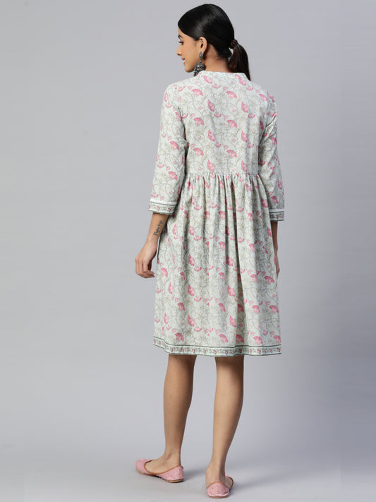 Pista Embroidered Flared Cotton Dress