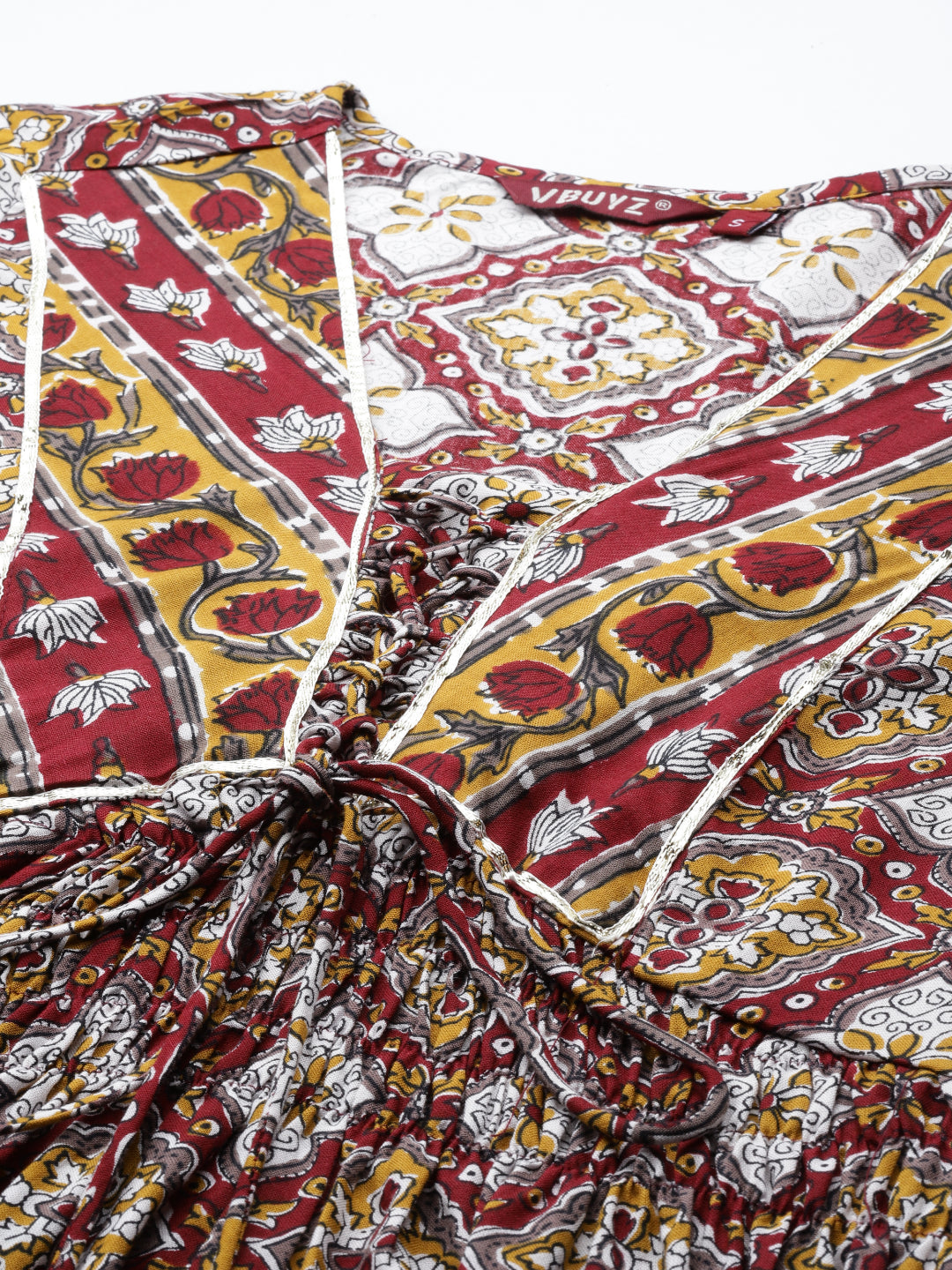 Red Gota Patti Straight Rayon Kurta