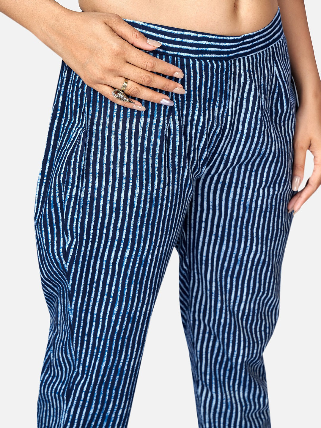 Blue Sequence Straight Cotton Kurta Set
