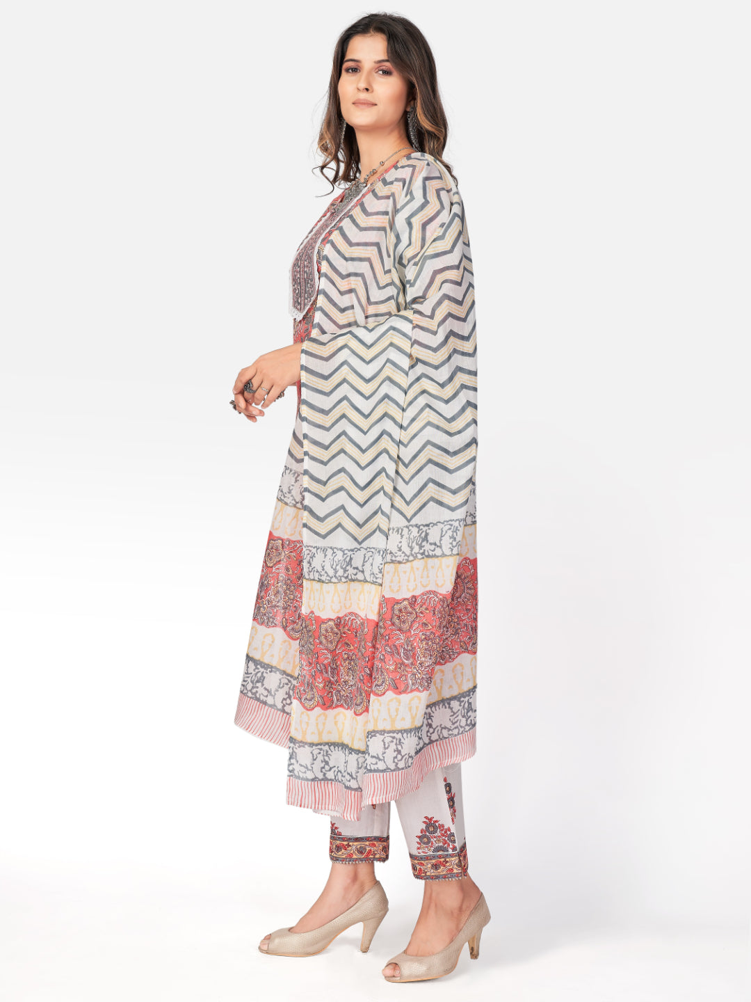 Pink Printed Straight Cotton Kurta Set
