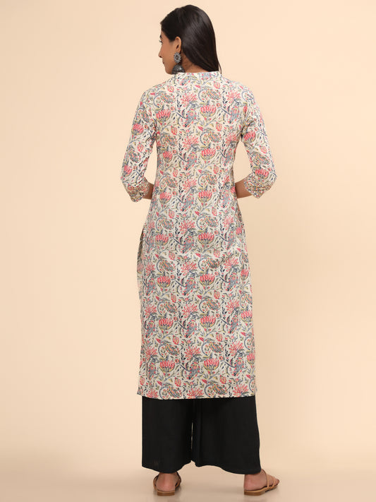 Beige Straight Cotton Kurta