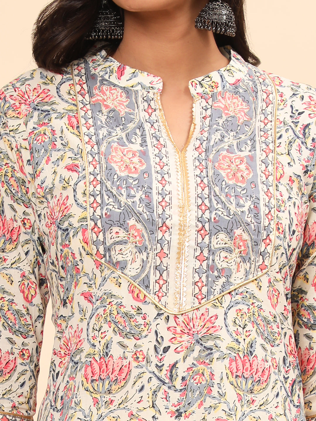 Beige Straight Cotton Kurta
