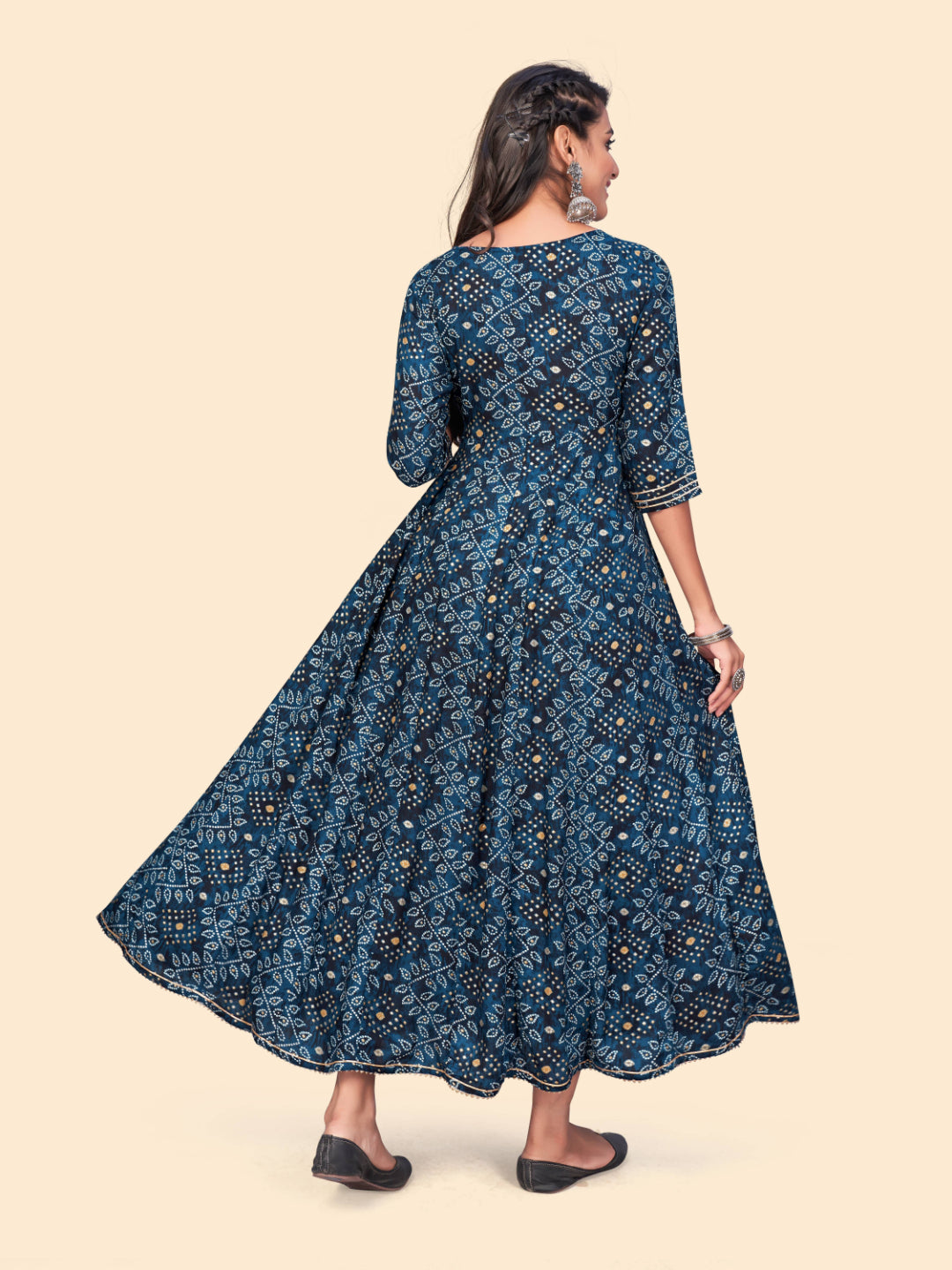 Blue Embroidered Anarkali Rayon Kurta