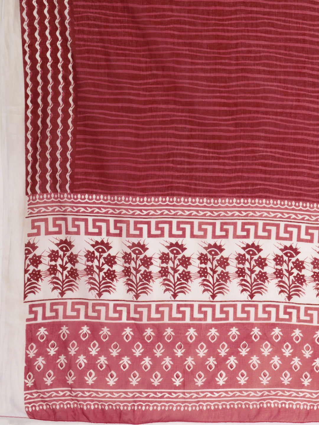 Red Embroidered Straight Cotton Kurta Set