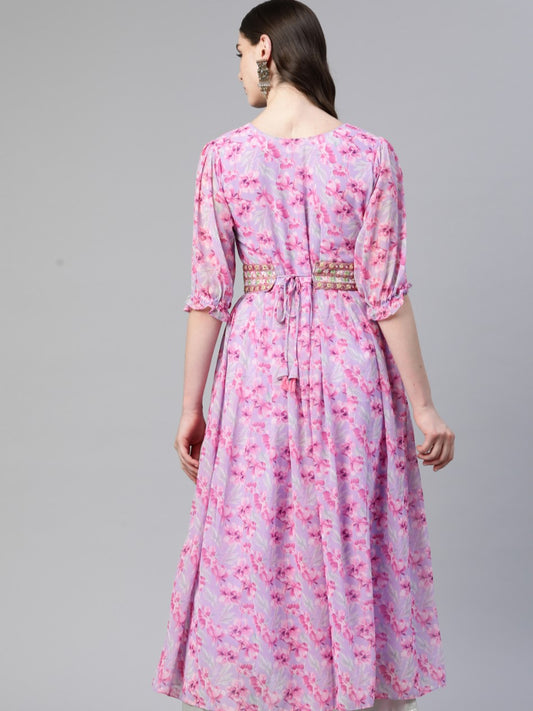 Lavender Anarkali Weightless Kurta With Belt