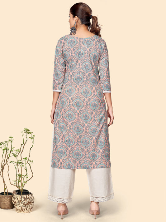 Multicolor Printed Straight Cotton Kurta