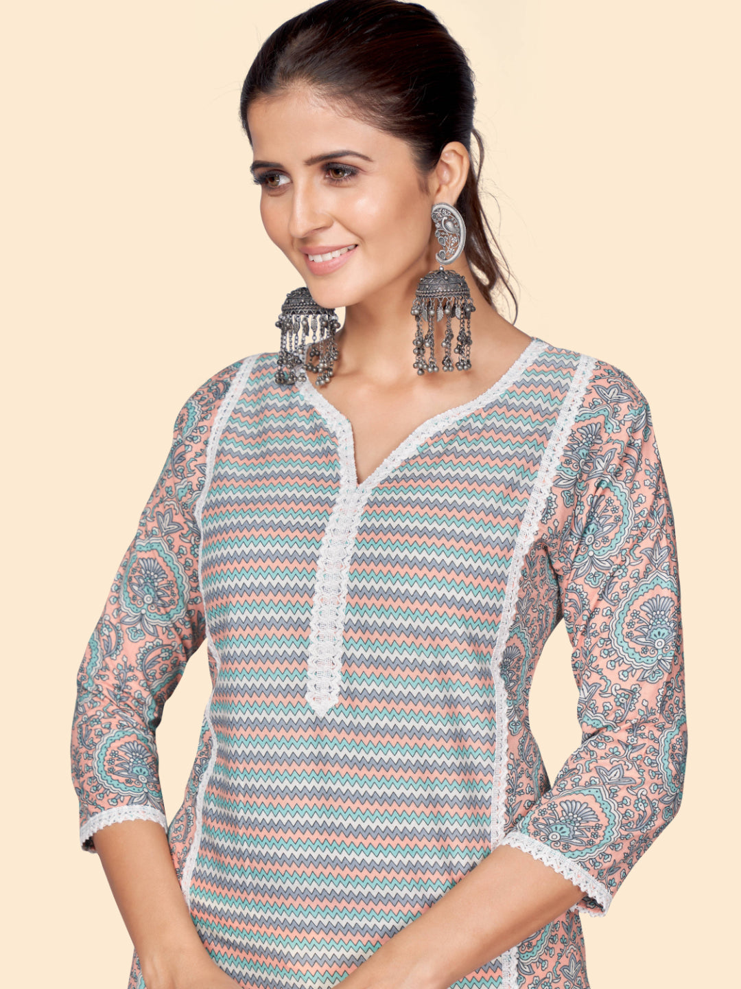 Multicolor Printed Straight Cotton Kurta