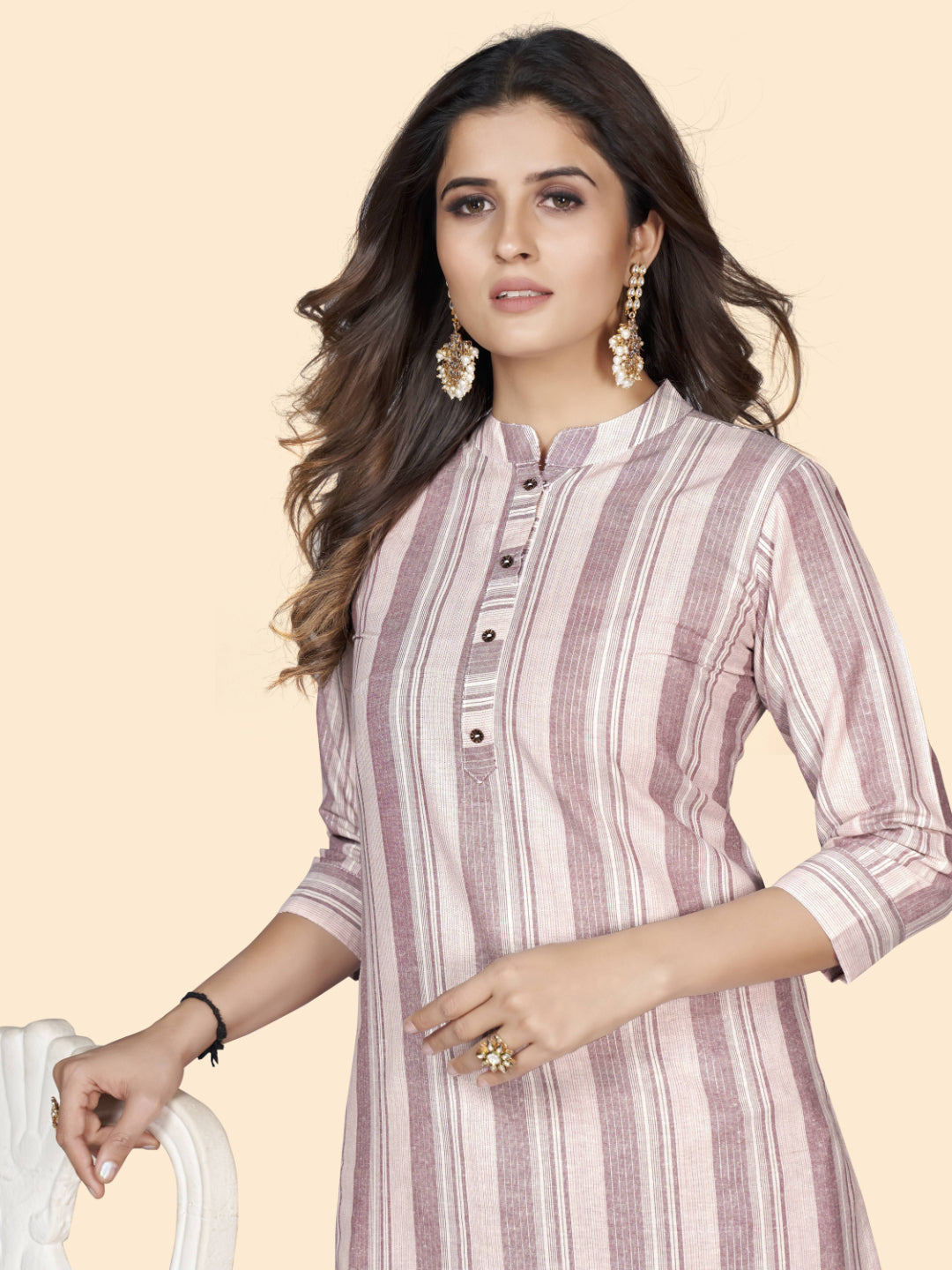 Dusty Pink Straight Cotton Blend Kurta