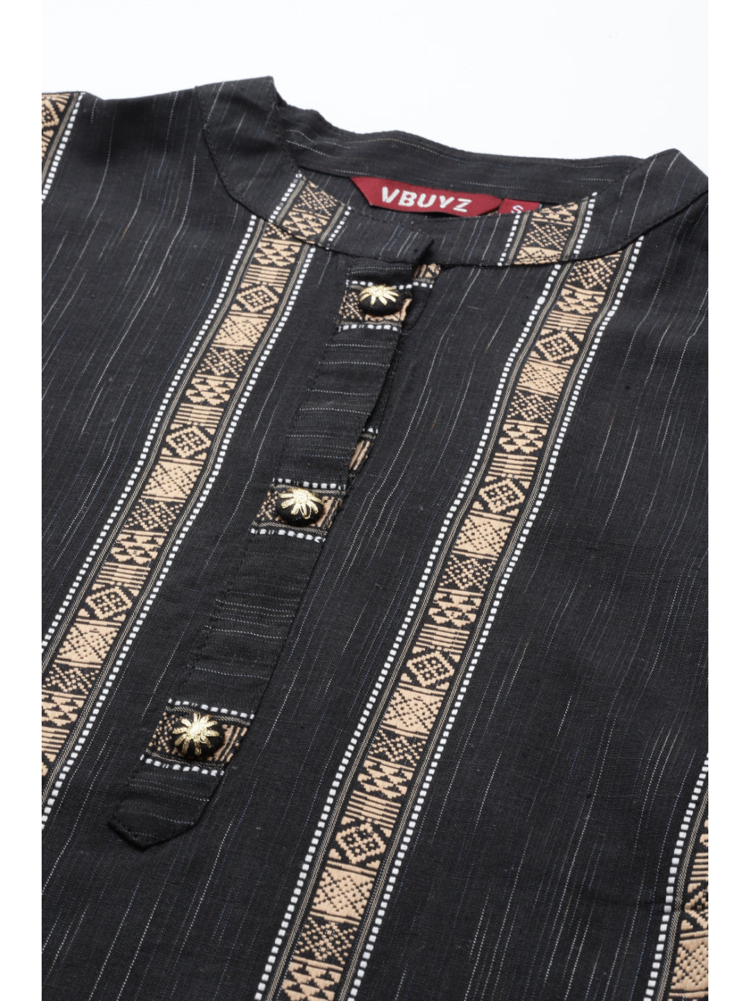 Black Straight Cotton Blend Kurta Set