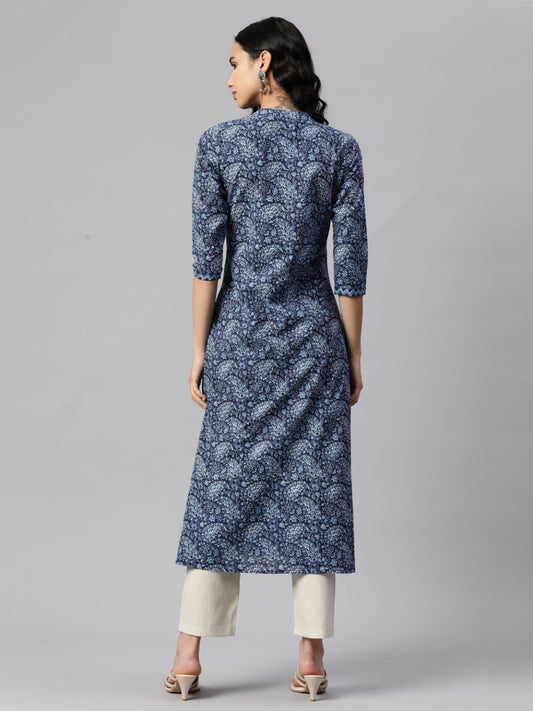 Blue A-Line Cotton Kurta