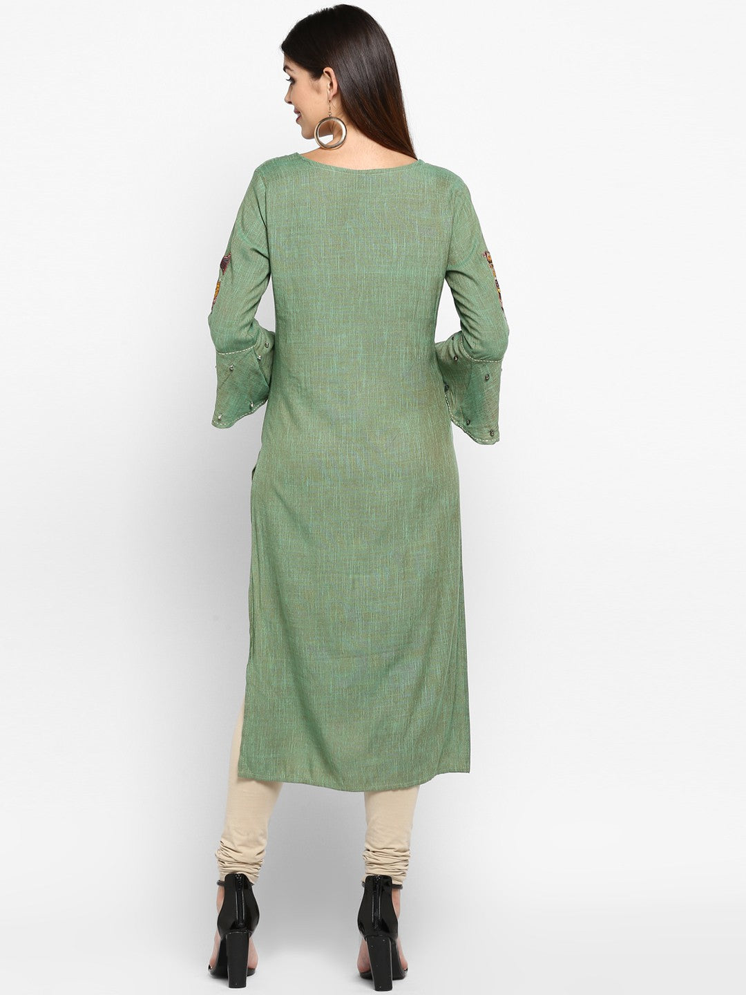 Parrot Green Rayon Straight Kurti
