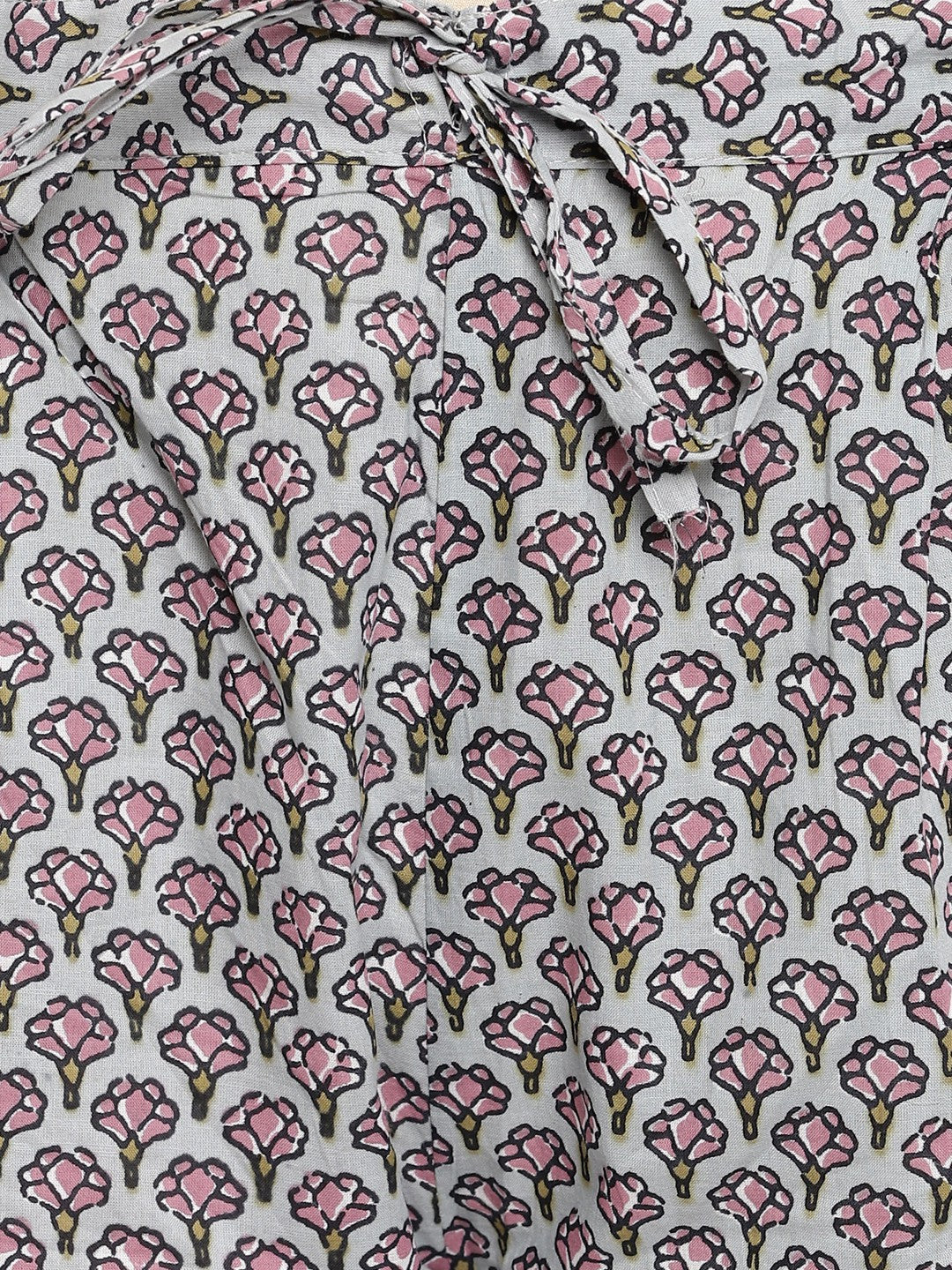 Grey Printed Straight cotton Kurti Pant