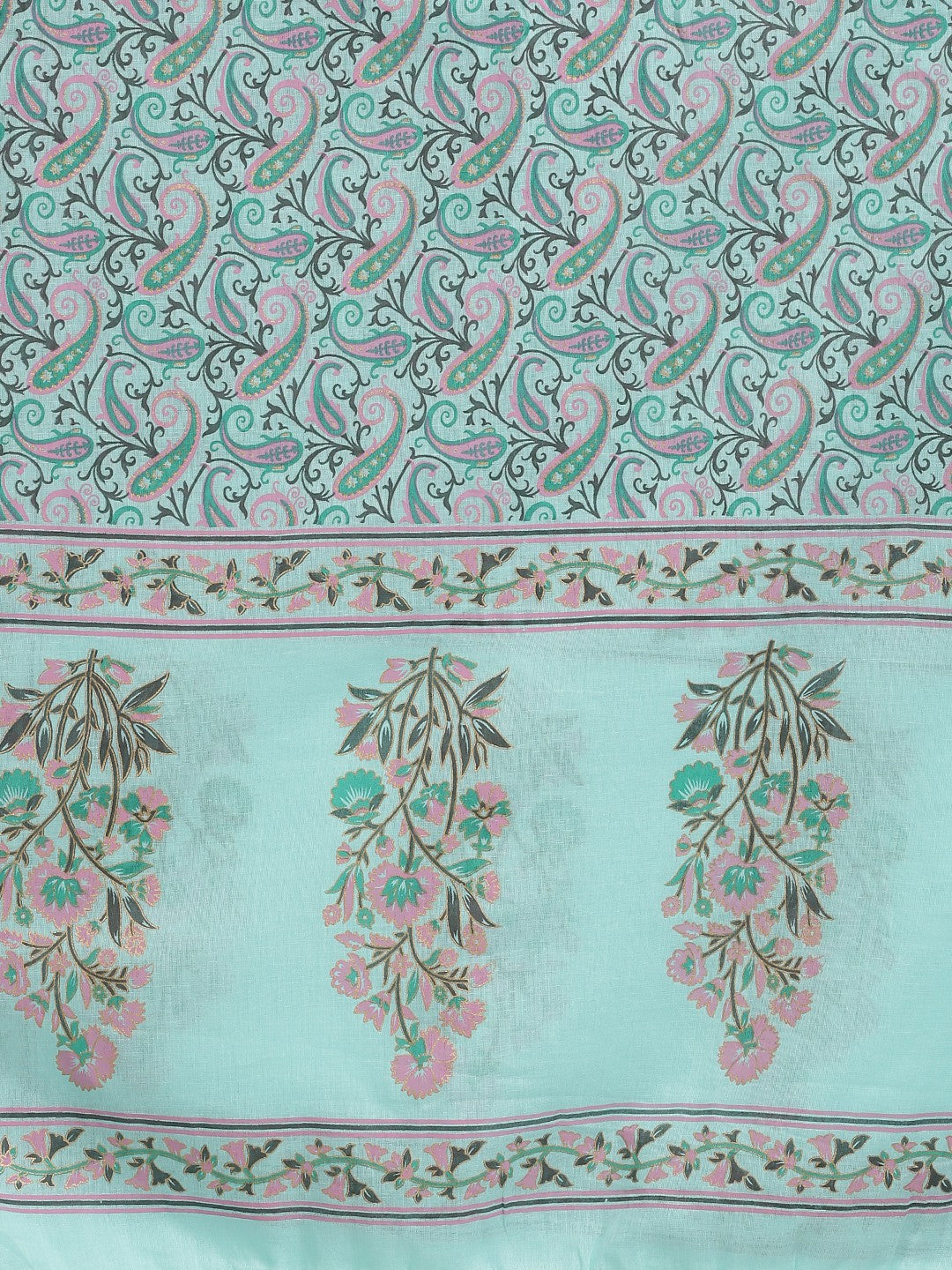 Turquoise Straight Cotton Kurta Set