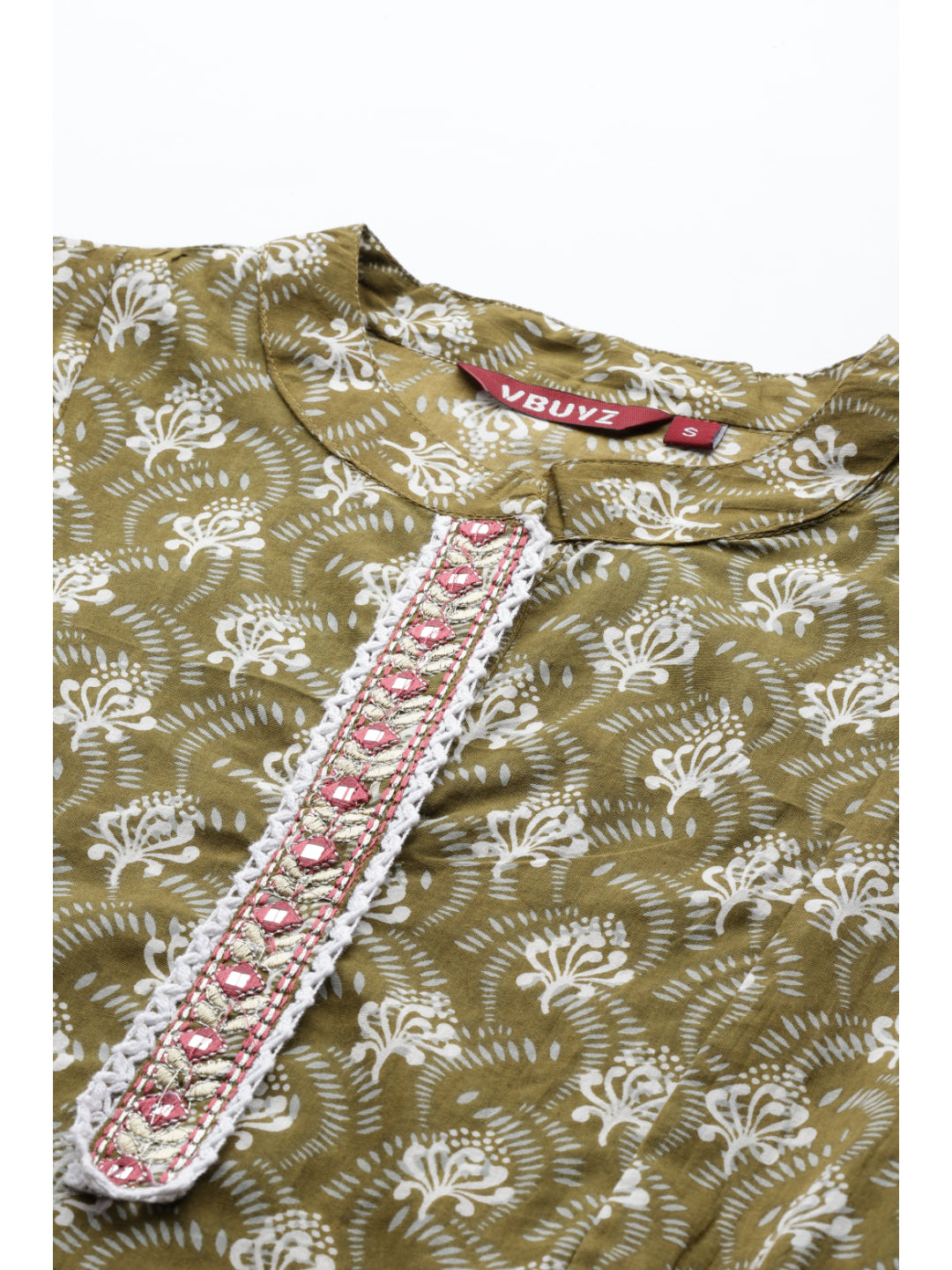 Green Emboridered Straight Cotton Kurta