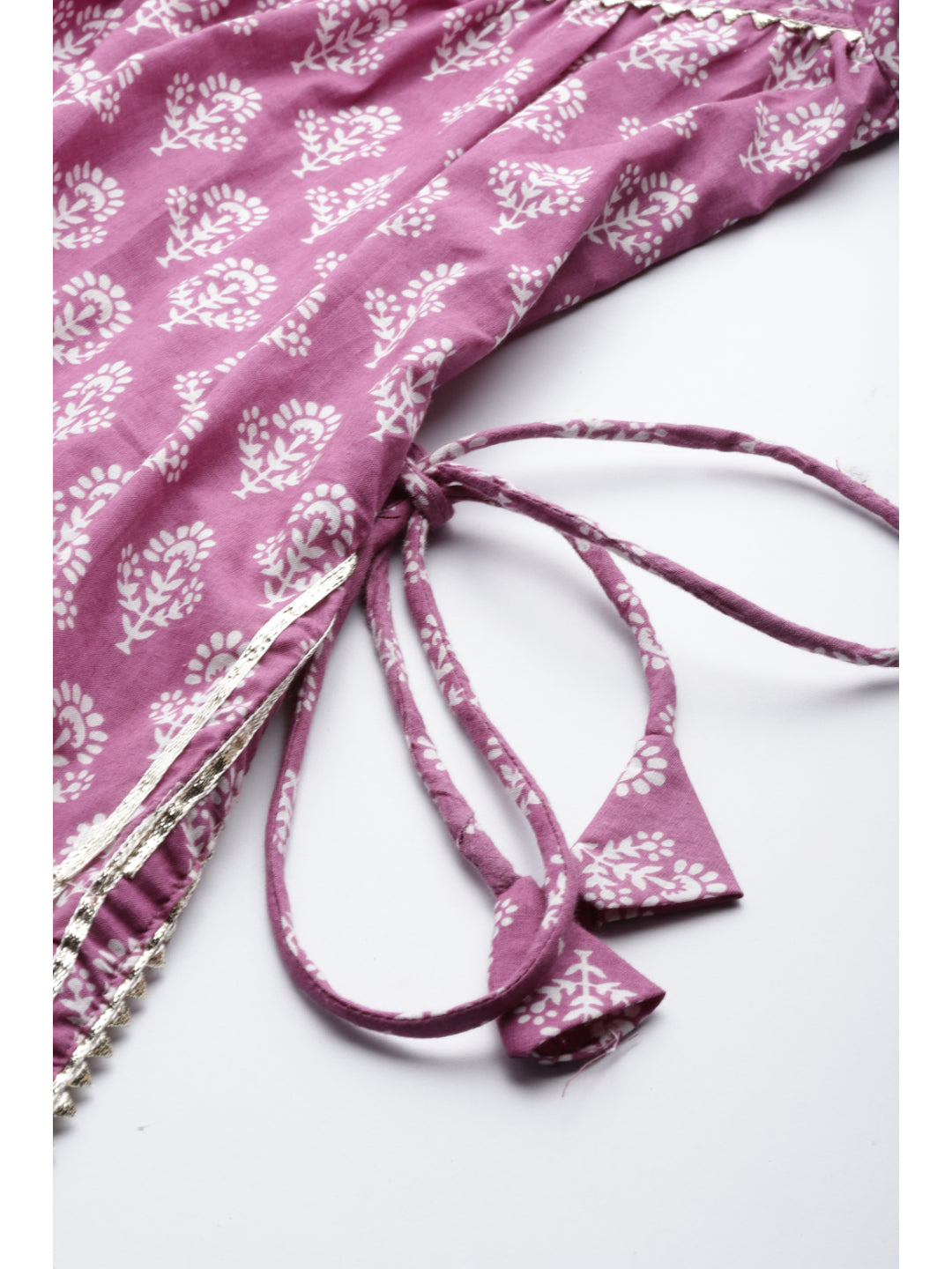 Purple Embroidered A-Line Cotton Kurta