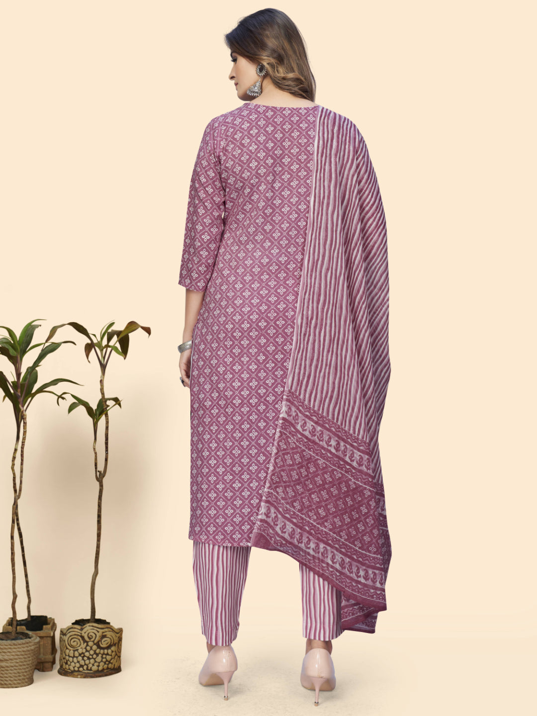 Mauve Embroidered Straight Rayon Kurta Set