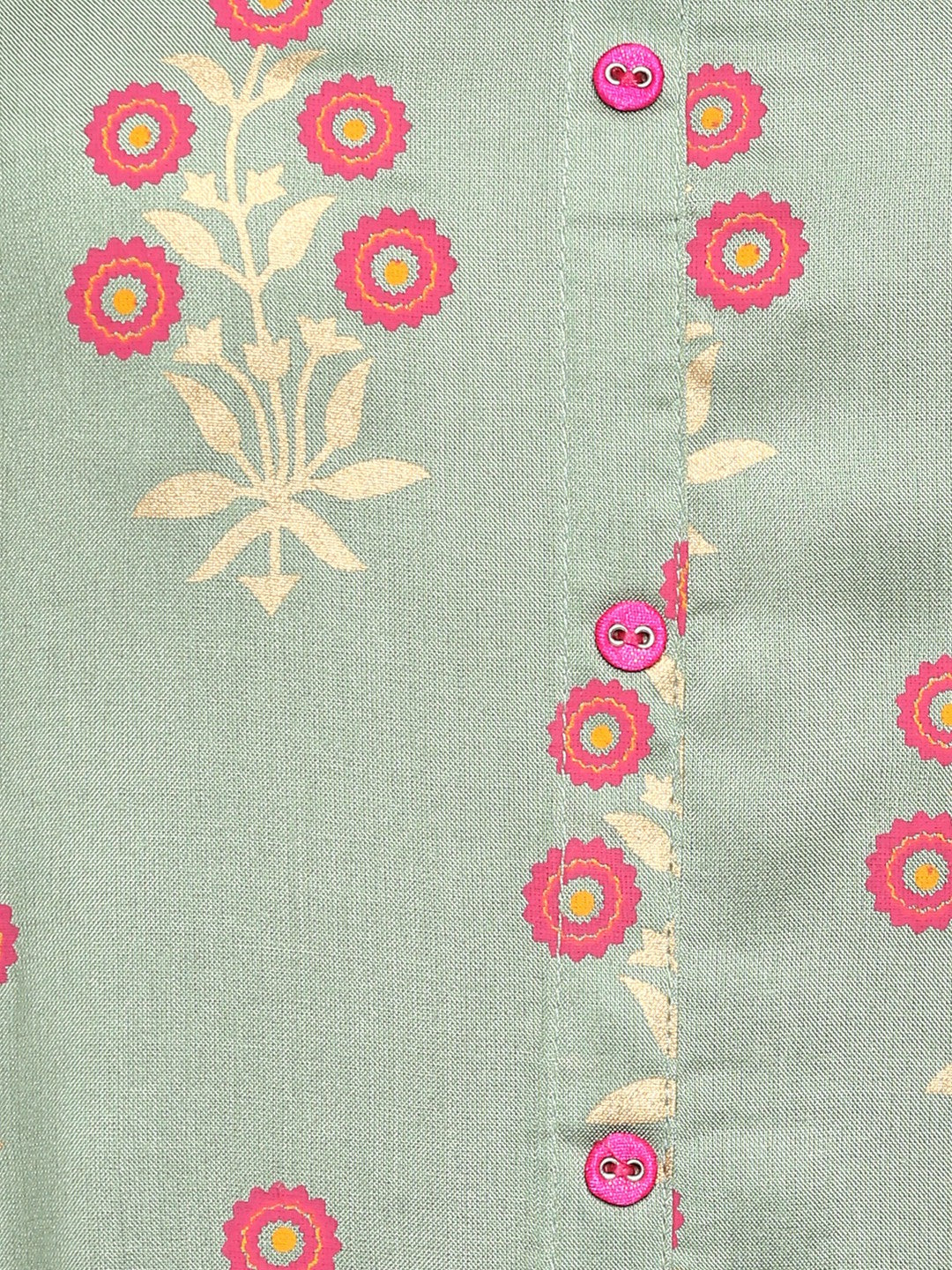 Light Green Printed Rayon Straight Kurti