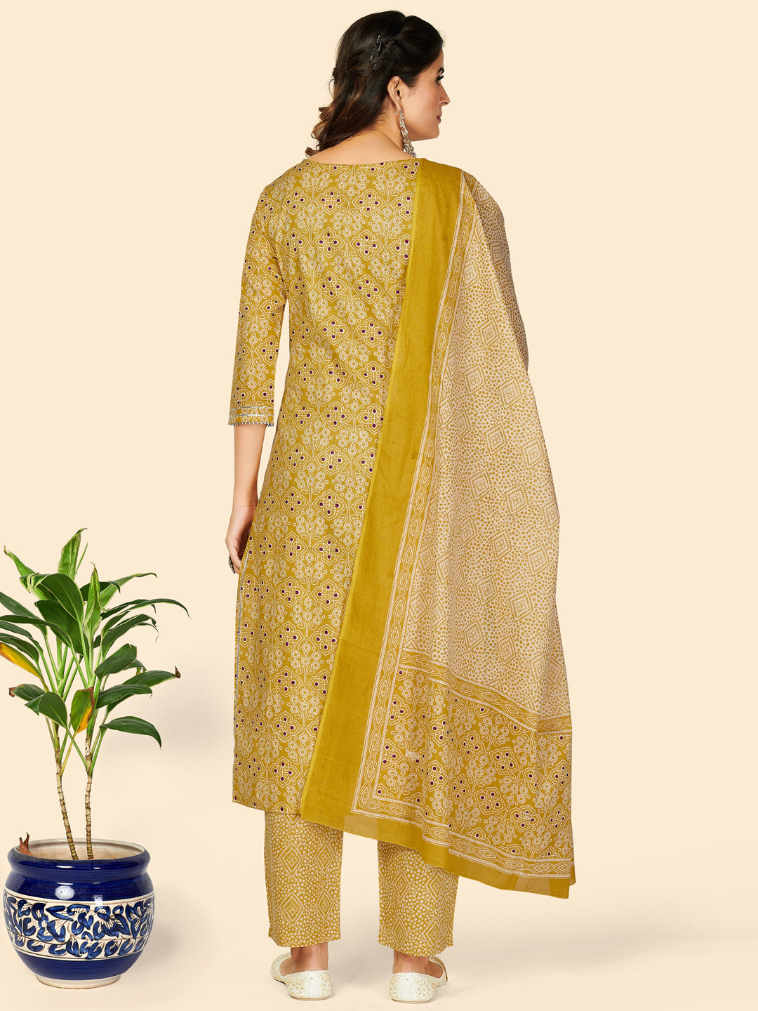 Yellow Straight Cotton Kurta Set
