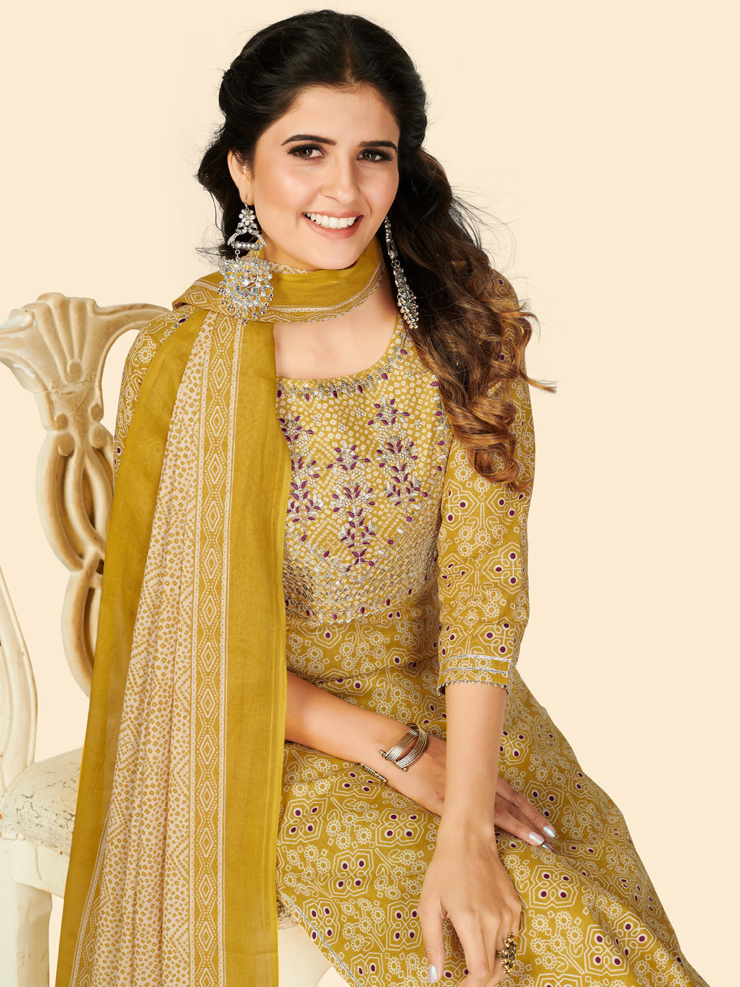 Yellow Straight Cotton Kurta Set