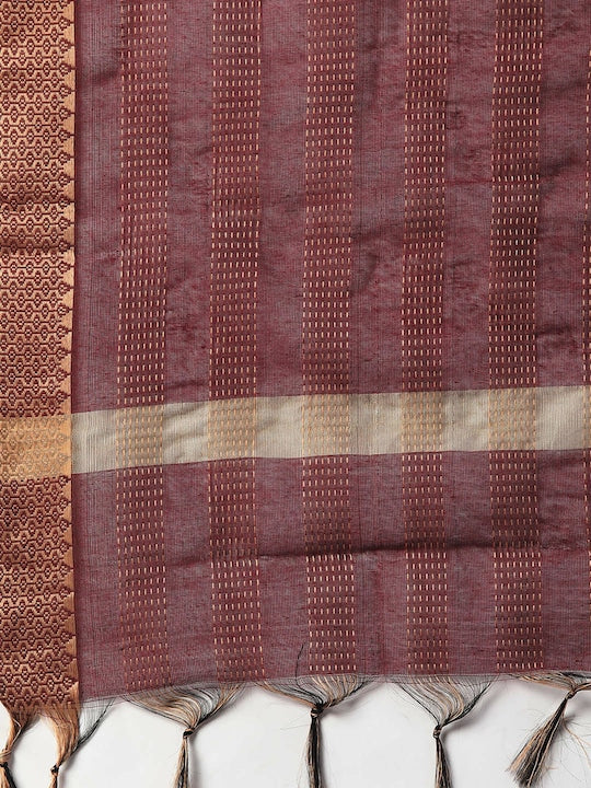 Maroon Straight Cotton Blend Kurta Set