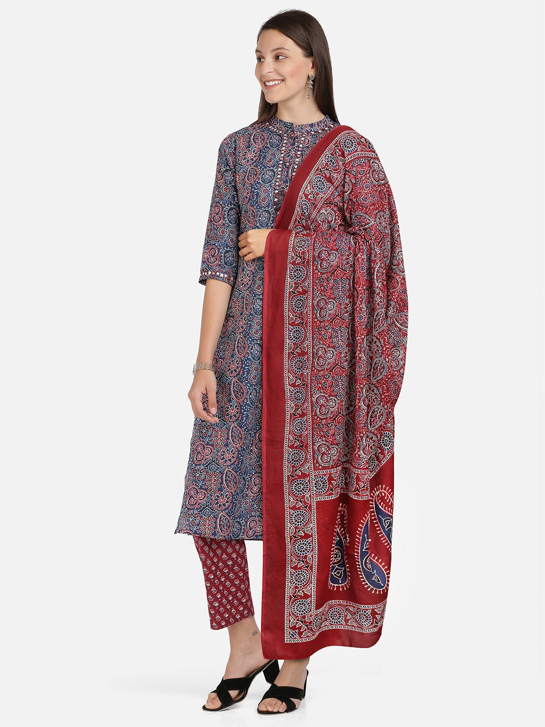 Blue Straight Cotton Kurta Set