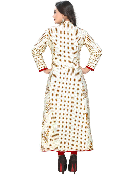 Beige Color Cotton A-Line Kurti