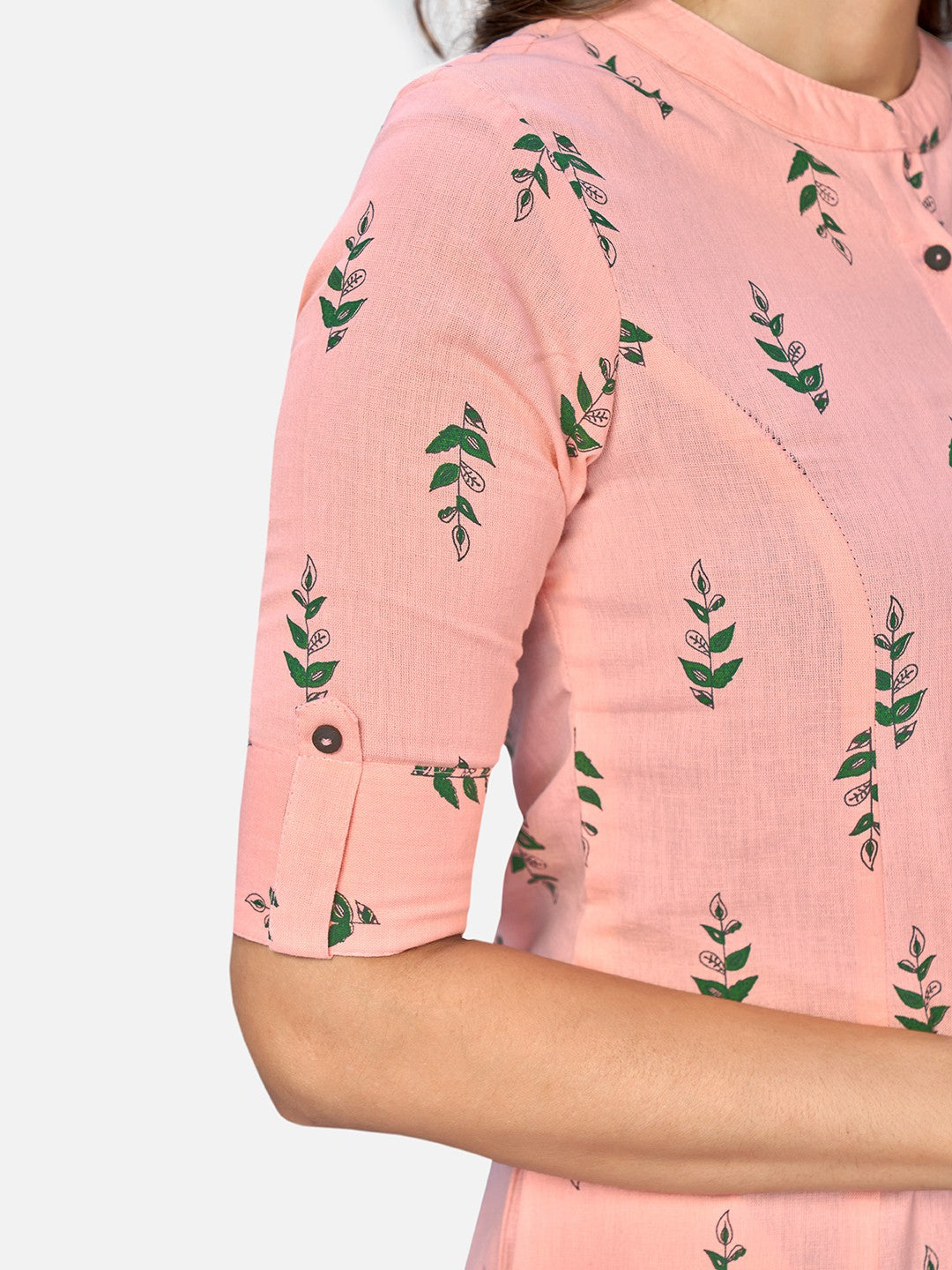 Pink Cotton Flex Printed A-Line Kurta