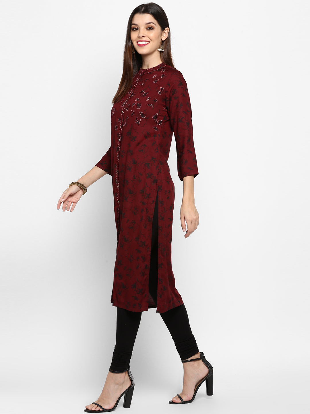 Dark Purple Color Rayon Straight Kurti