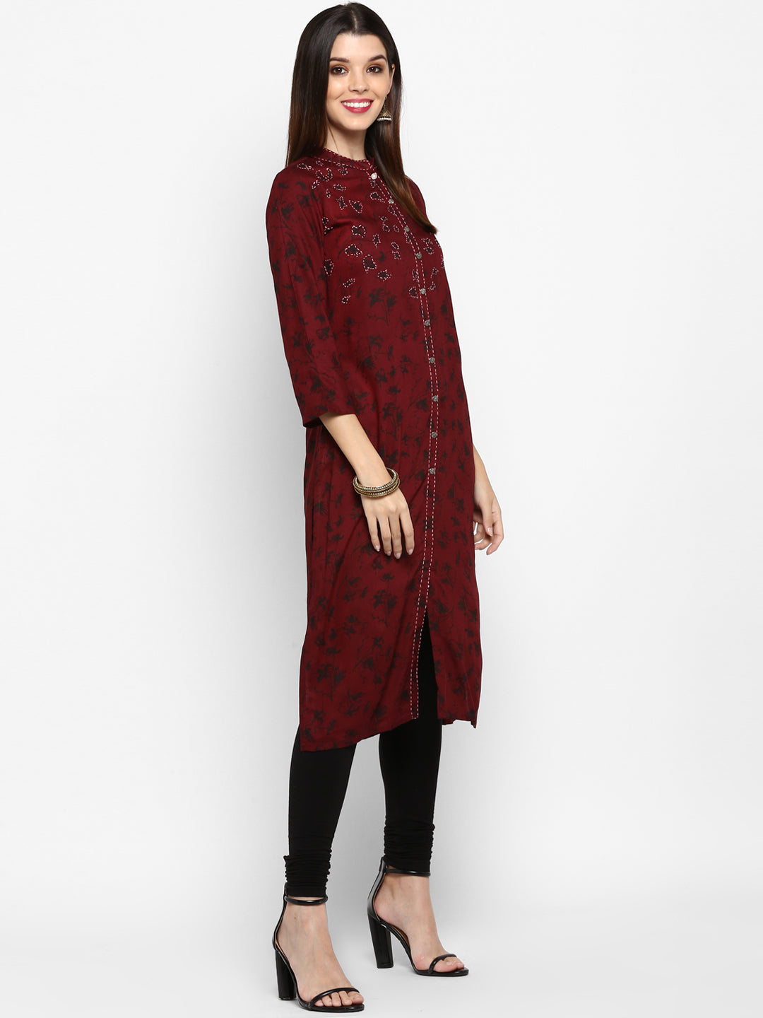 Dark Purple Color Rayon Straight Kurti
