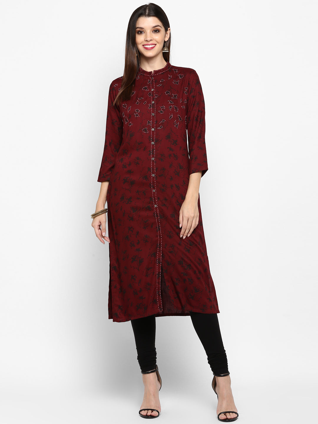 Dark Purple Color Rayon Straight Kurti