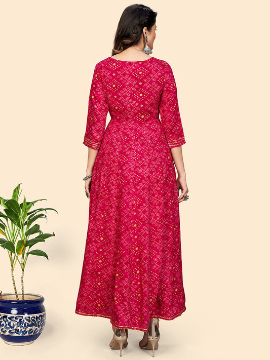 Pink Embroidered Anarkali Rayon Gown