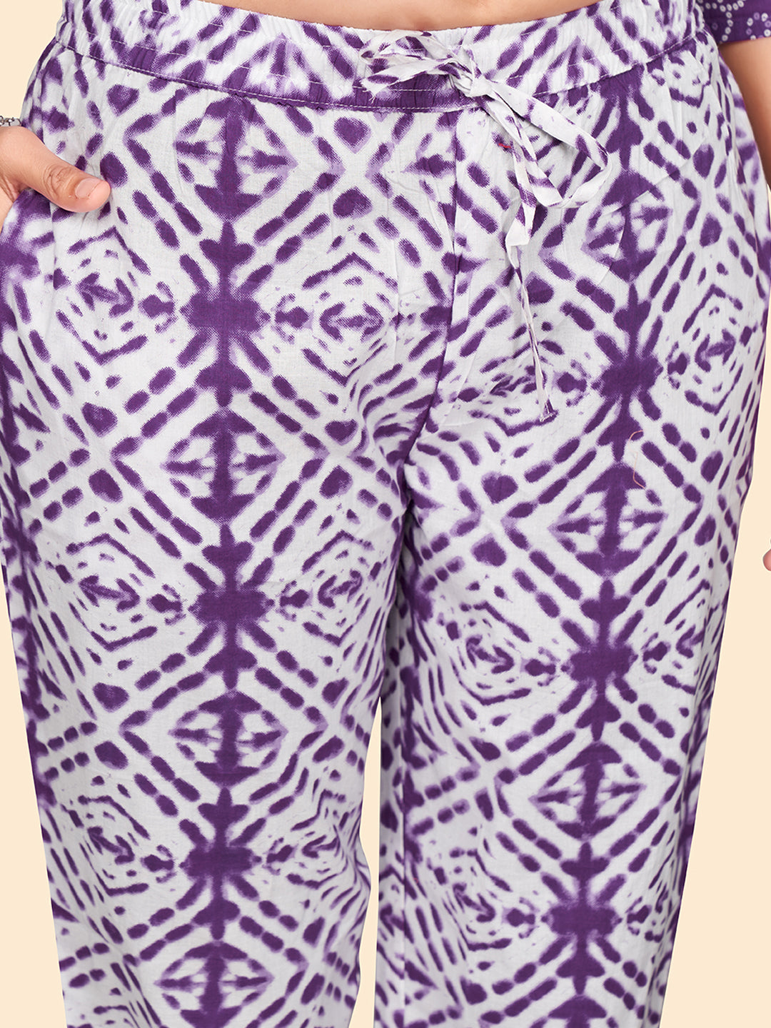 Lavender Embroidered Straight Cotton Kurta Set