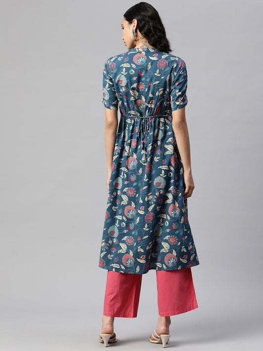 Dark Aqua A-Line Cotton Kurta