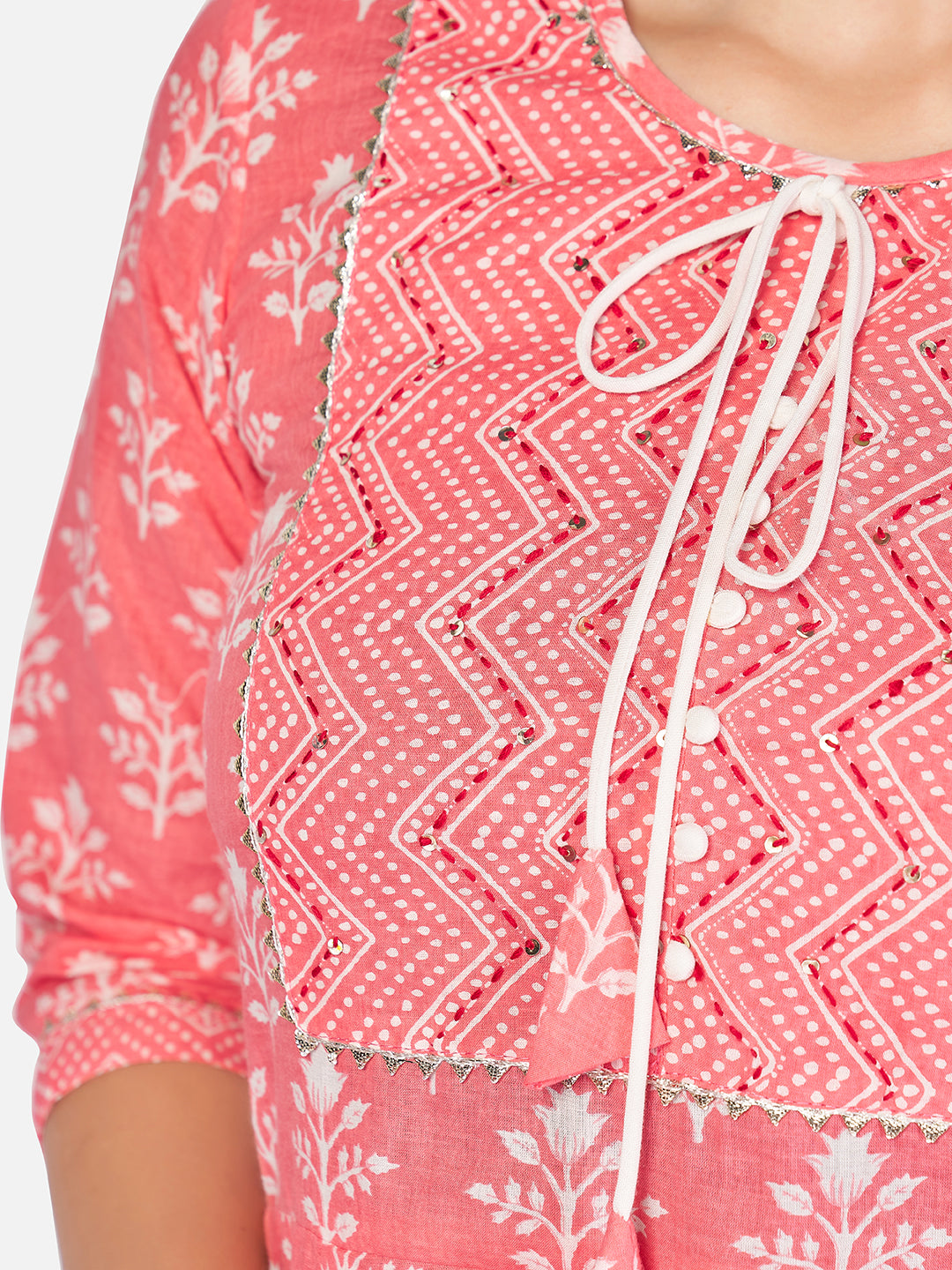Pink Anarkali Cotton Kurta Set