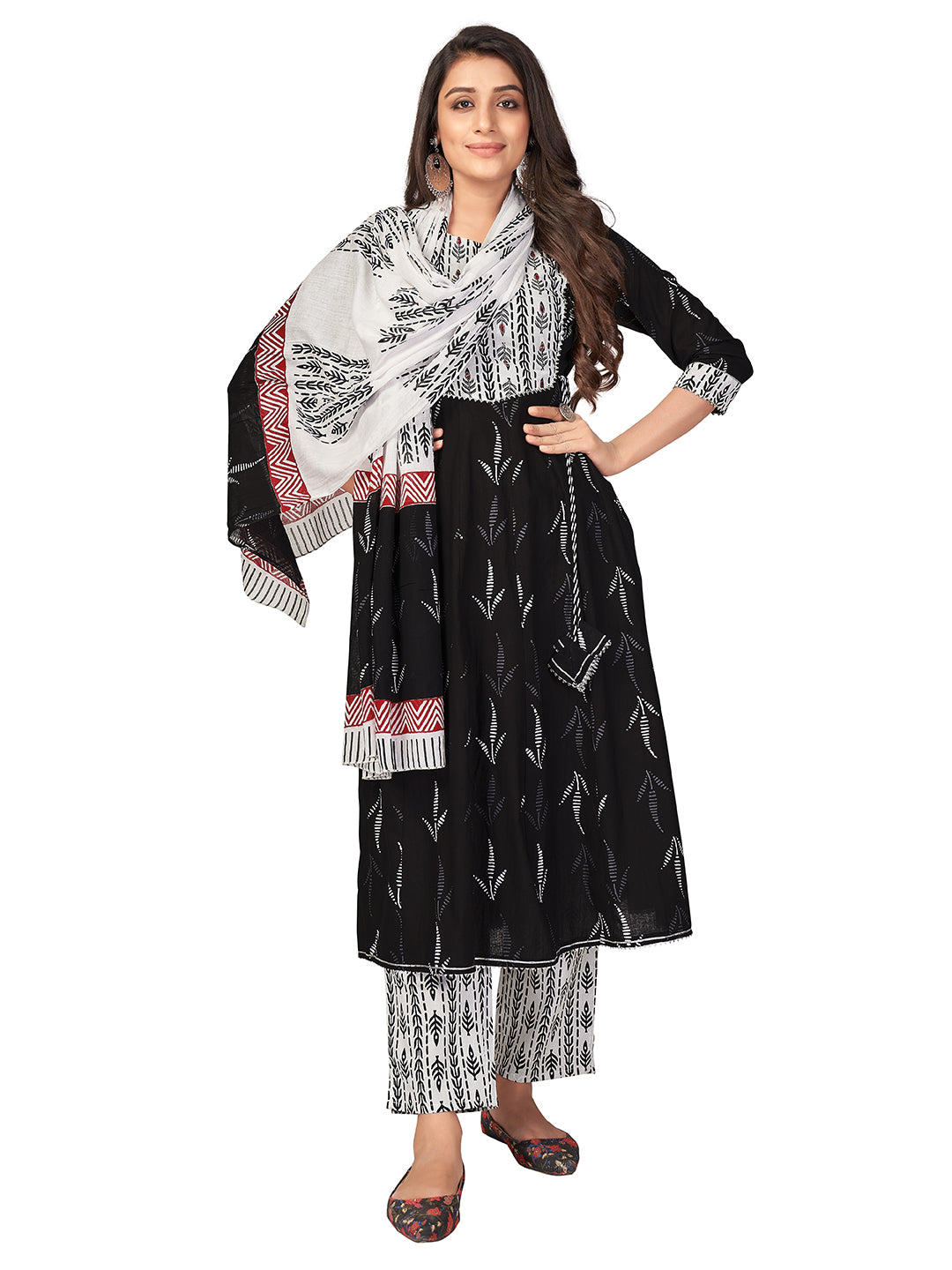 Blue Sequience Anarkali Cotton Kurta Set
