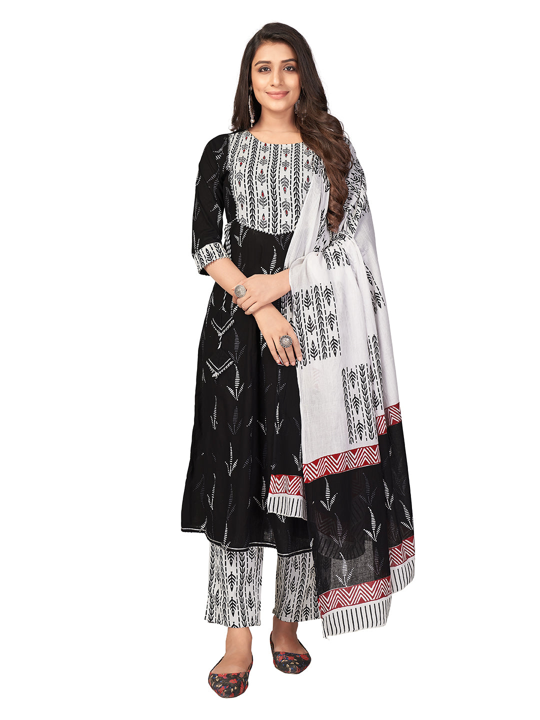 Blue Sequience Anarkali Cotton Kurta Set