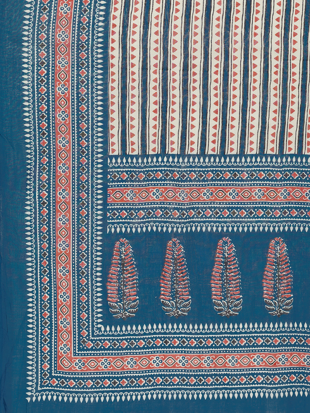 Blue Sequience & Hand Work Straight Cotton Kurta Set
