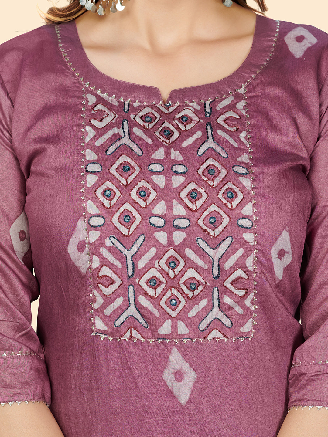Pink Straight Chanderi Rust Kurta With Dupatta