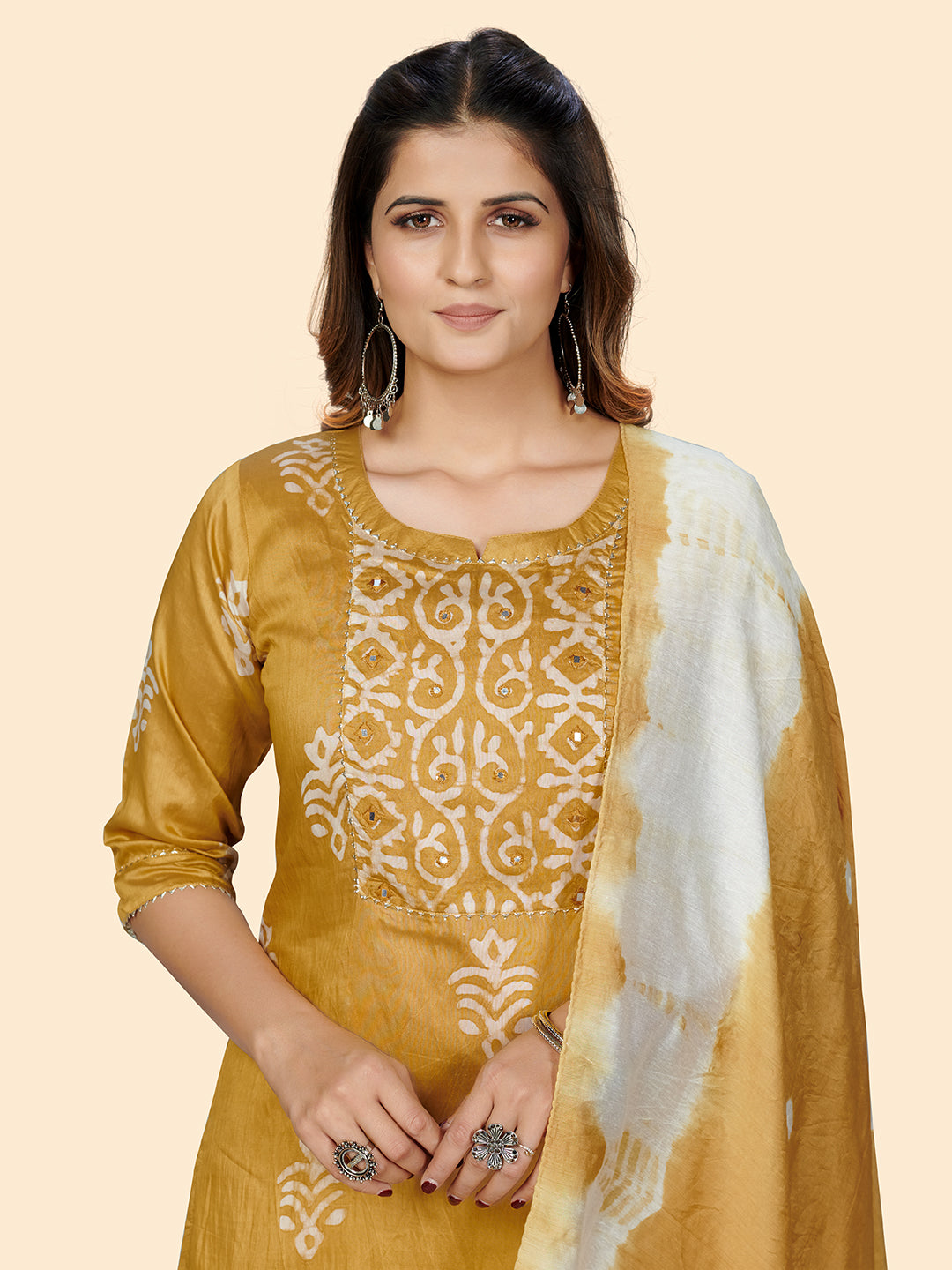 Yellow Straight Chanderi Kurta With Dupatta
