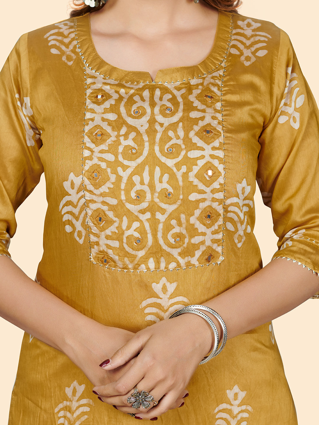 Yellow Straight Chanderi Kurta With Dupatta