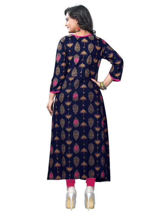 Blue Color Rayon A-Line Kurti