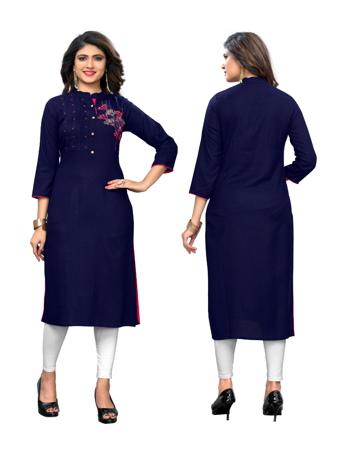 Blue Color Rayon Straight Kurti