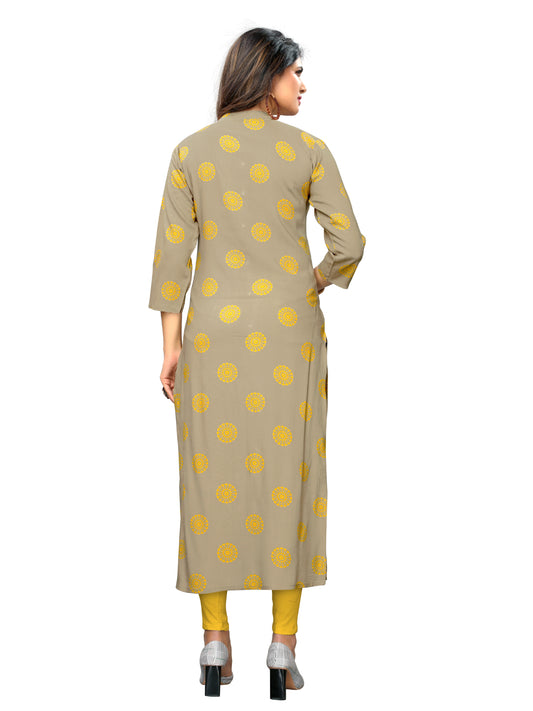 Beige Color Rayon Straight Kurti