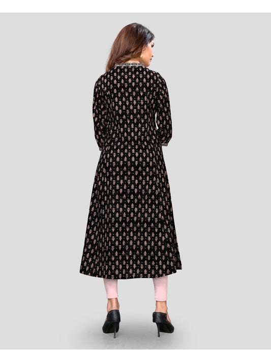 Black Color Cotton Flared Kurti