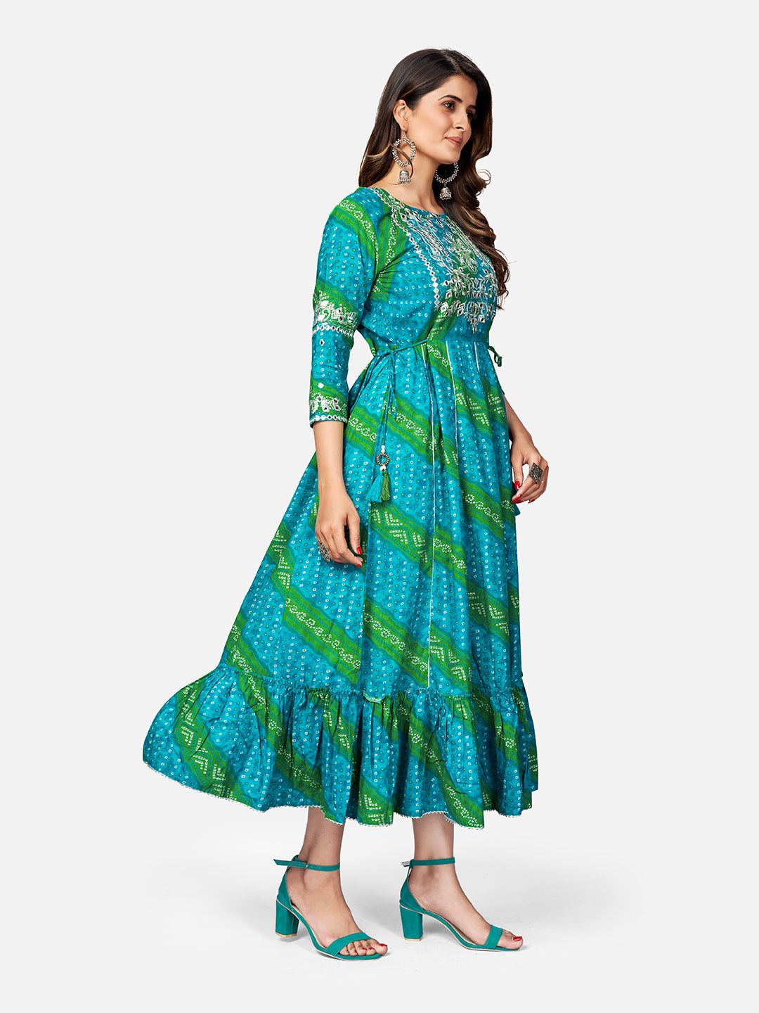 Sky Blue Embroidered Anarkali Rayon Kurta