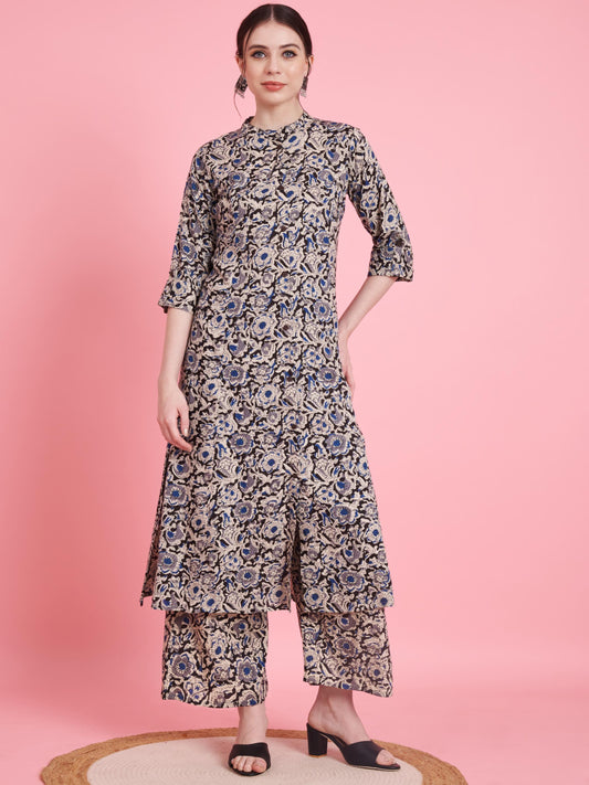 Black Printed A-Line Rayon Co-Ord Set